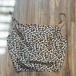 Leopard Print Silk Crop Top